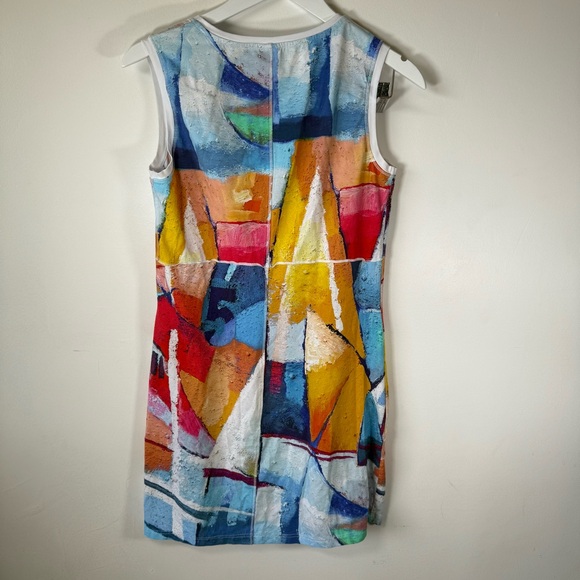 Dolcezza Simply Art Abstract Print Sleeveless Dress with Pocket Size Medium - Picture 2 of 6